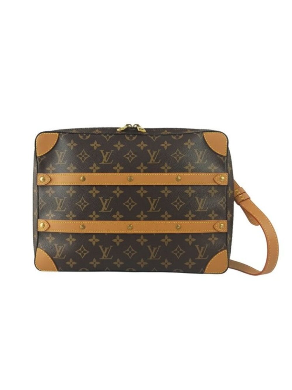 Louis Vuitton Shoulder Bag Soft Trunk Messenger MM Brown Monogram Gold